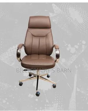Imported Brown Executive Leather Office Chair | Headrest Support