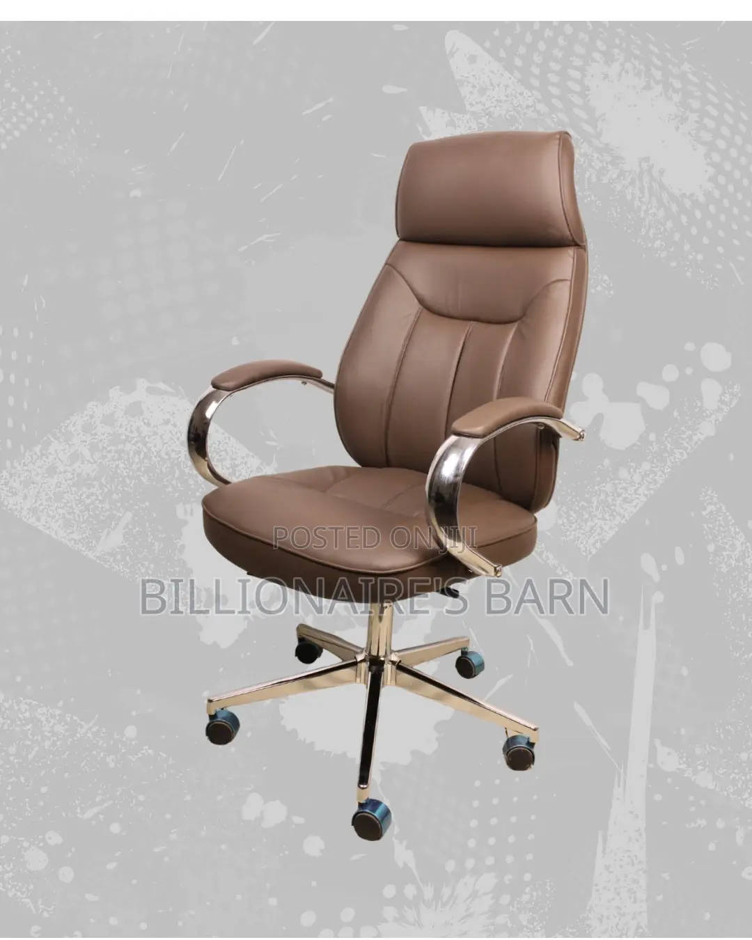 Imported Brown Executive Leather Office Chair | Headrest Support