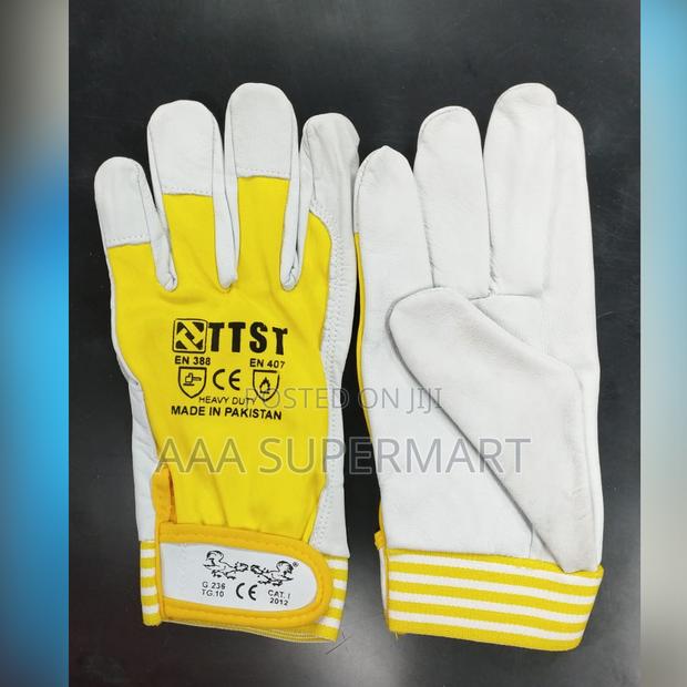 Yellow/White Leather Driver Gloves - Ttst