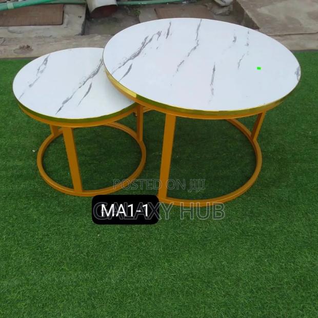 White Nesting Coffee Table Marble Effect (Mdf)