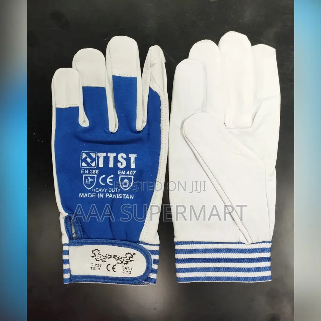 Blue/White Leather Driver Gloves - Ttst