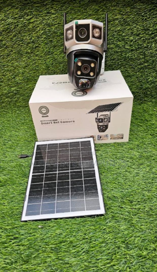 Wifi Dual Lens Solar Camera With Backup Battery V380 Pro App