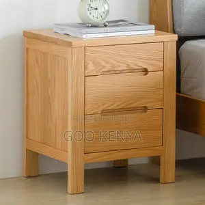 Home Cabinet; 3-Drawer Solid Oak Nightstand Table