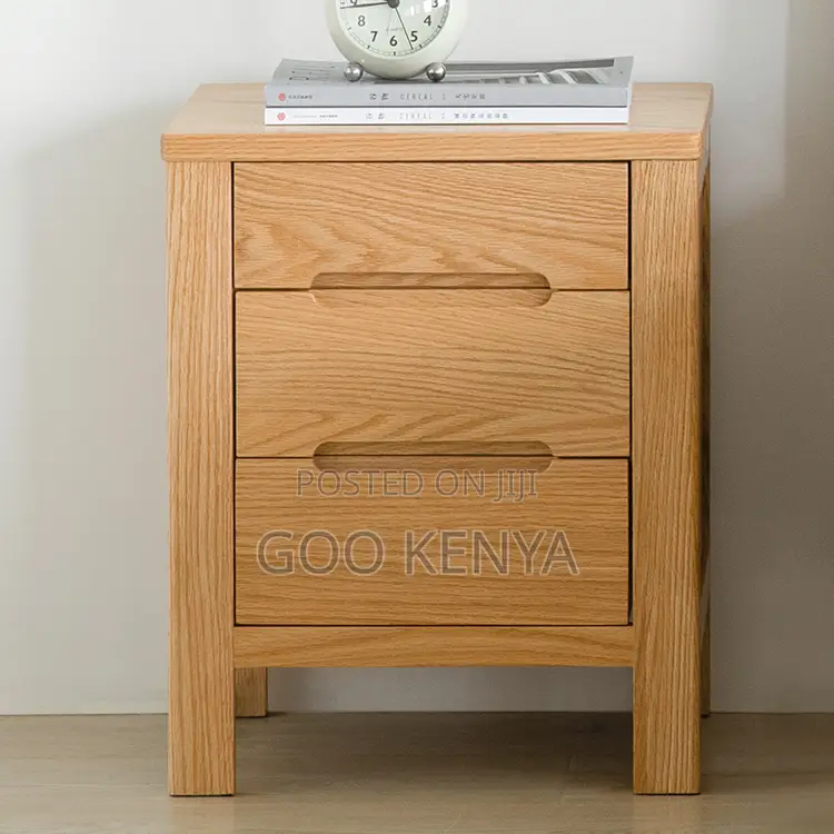 Home Cabinet; 3-Drawer Solid Oak Nightstand Table