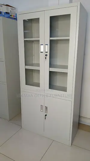 2-Door Dual Section With Glass Solid Doors Metallic Filling Cabinet