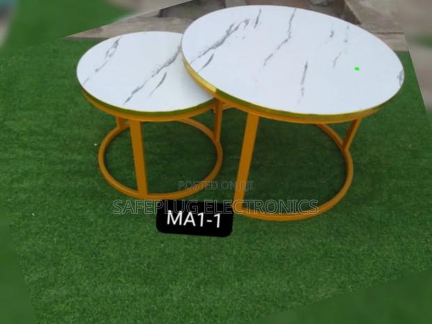 White Marble Effect Nesting Coffee Table (Mdf) - main view
