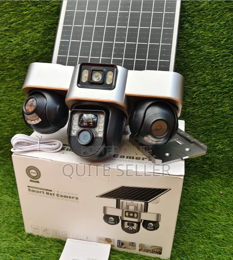 New 3 Lens Wireless Solar Panel Surveil Security PTZ Camera V380 Pro