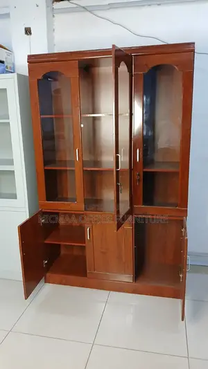 3-Door Glass Panels Lockable Storage Executive Cabinet