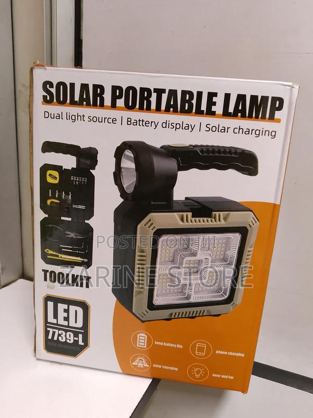 Solar Portable Lamp Dual Light Ac/Dc Charging With Tool Kit - main view
