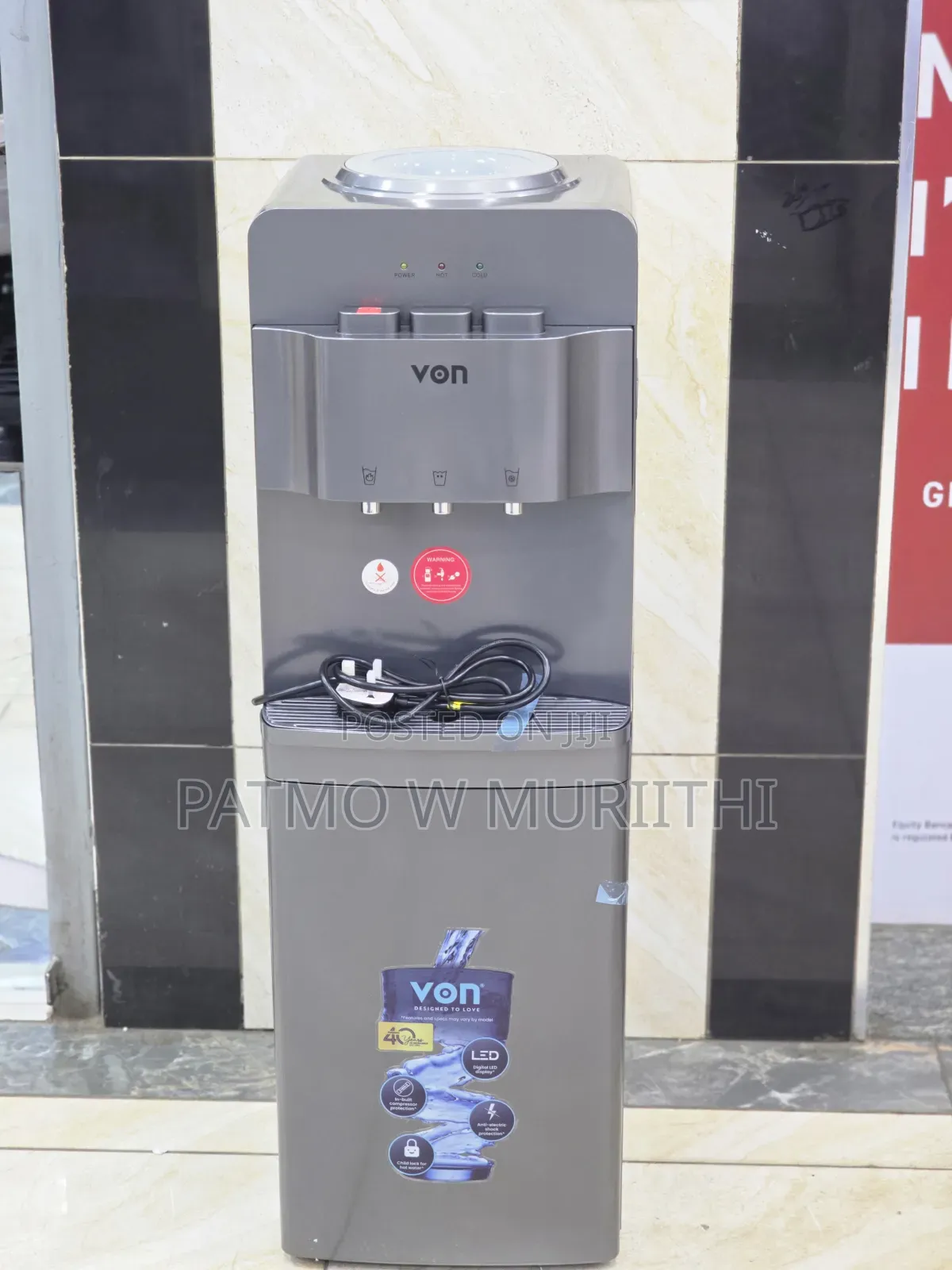 Water Dispenser Von Water Dispenser Hot Normal and Cold Grey