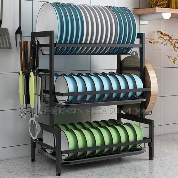 High Quality 3- Layer Dish Rack Space Saving Metallic Steel