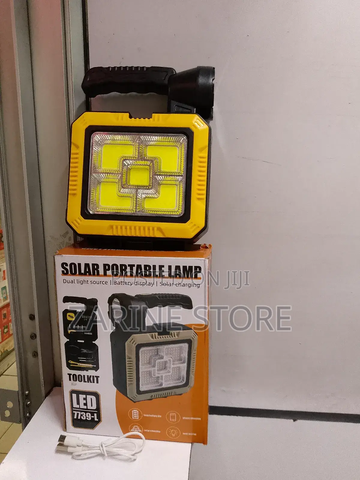 Cob Solar Portable Lamp With Battery Display Power Can Phone Charge