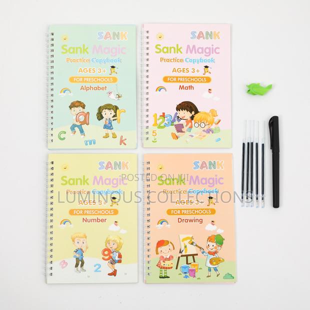 4 Sank Magic Training Books for Kids+ 10 Pens+ Free Water Colour Books