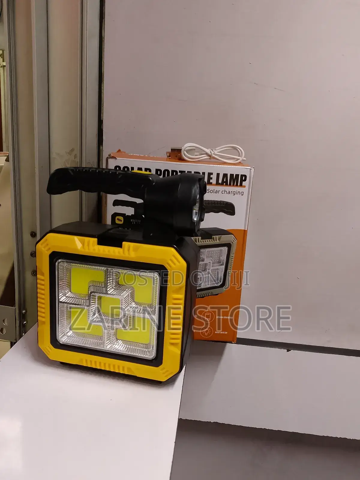 Portable Solar / Ac Charging Lamp, Chargers Phone Too It's Bright