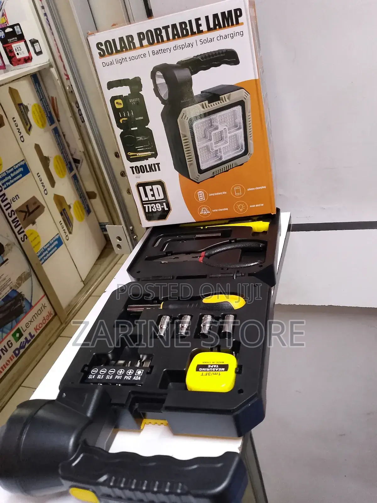 Portable Solar / Ac Charging Lamp, Chargers Phone Too It's Bright