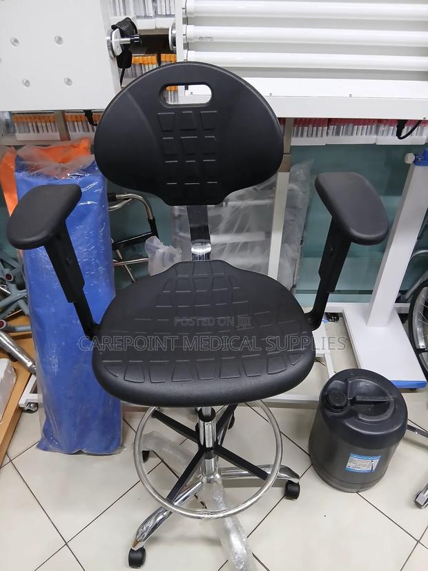 Adjustable Doctor's Stool With Backrest And Armrest