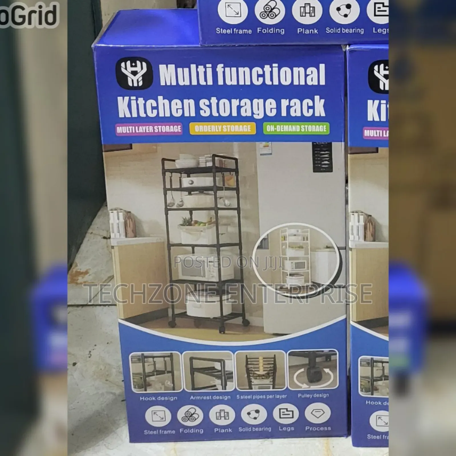Multifunctional Kitchen Floor Stand in Black 