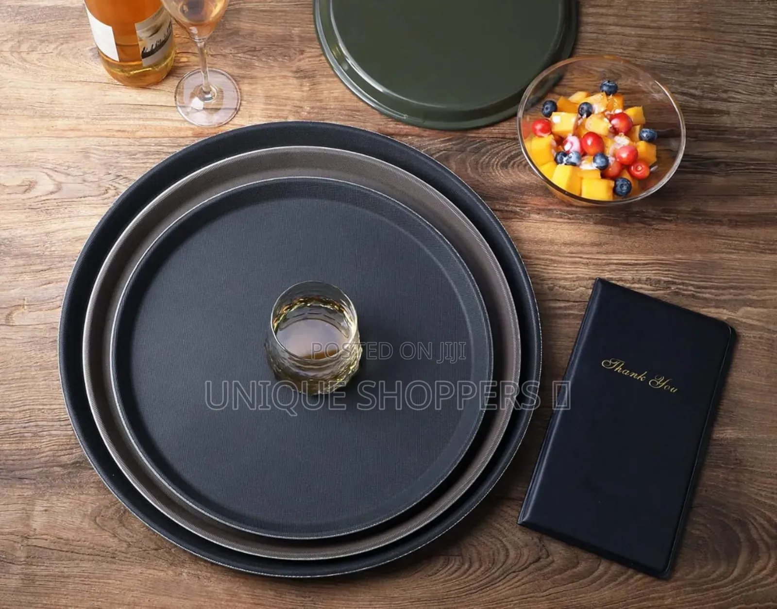 Round Non-Slip Rubber Serving Tray