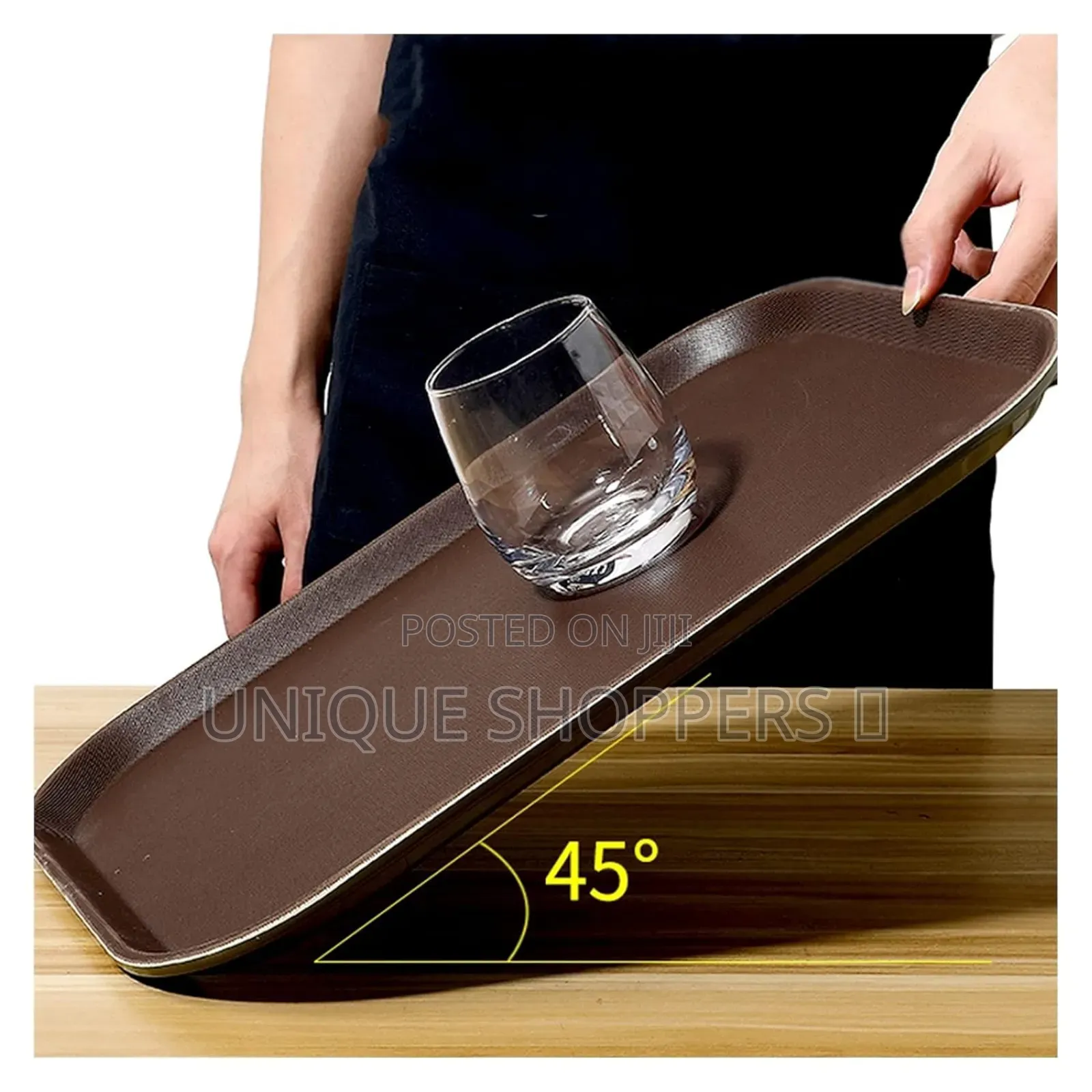 *Rectangular Non-Slip Rubber Serving Tray