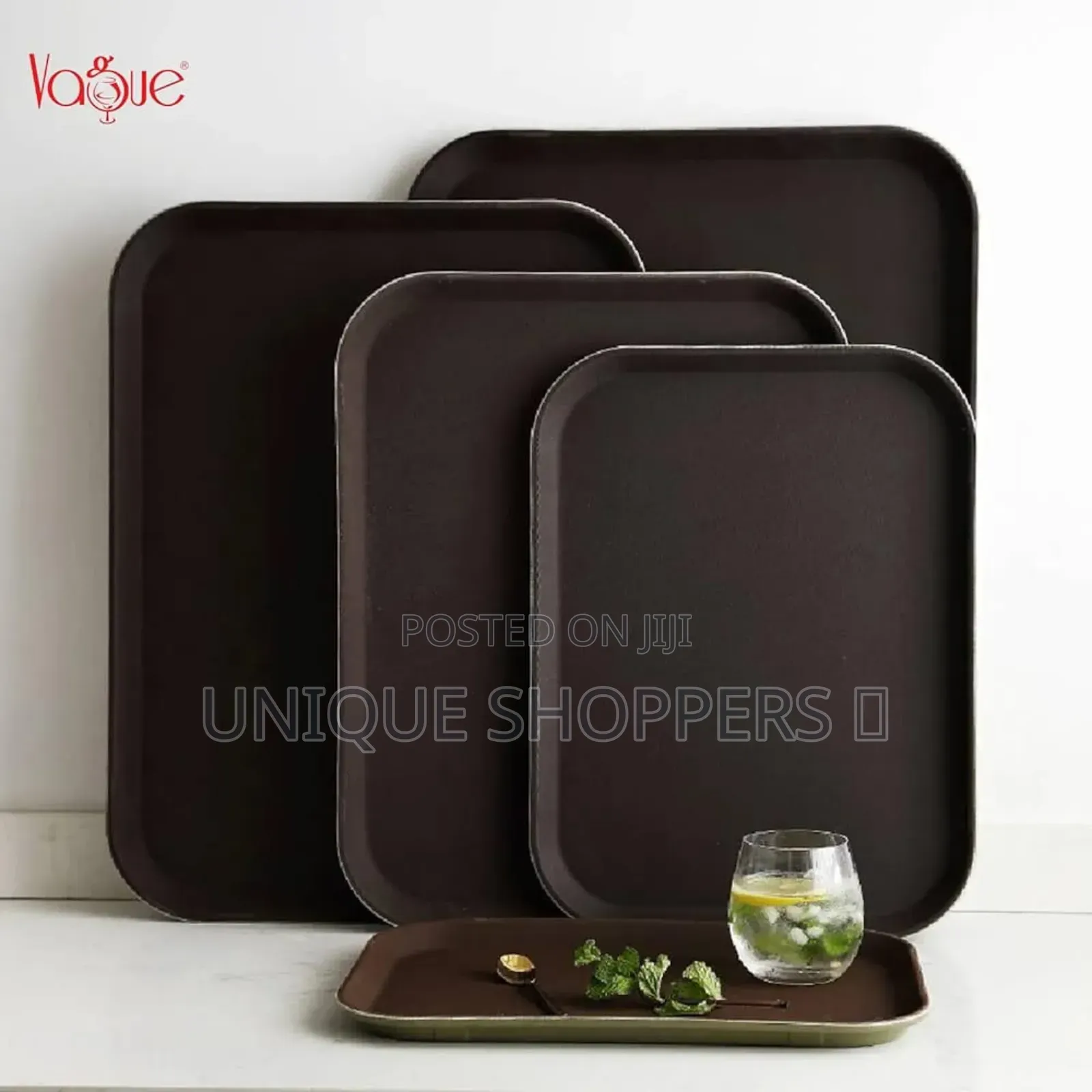 *Rectangular Non-Slip Rubber Serving Tray
