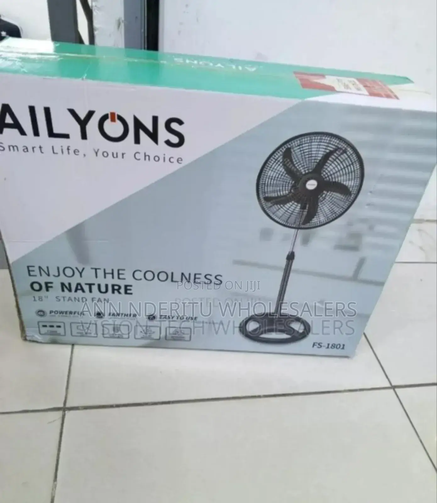 Black -Ailyons 18inch Standing Fan