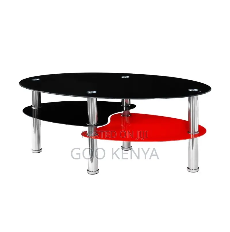 Home Table; Glass Top Oval Coffee Table for Home Décor