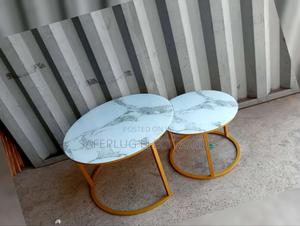 White Marble Effect Nesting Coffee Table for Sale" - thumbnail 2