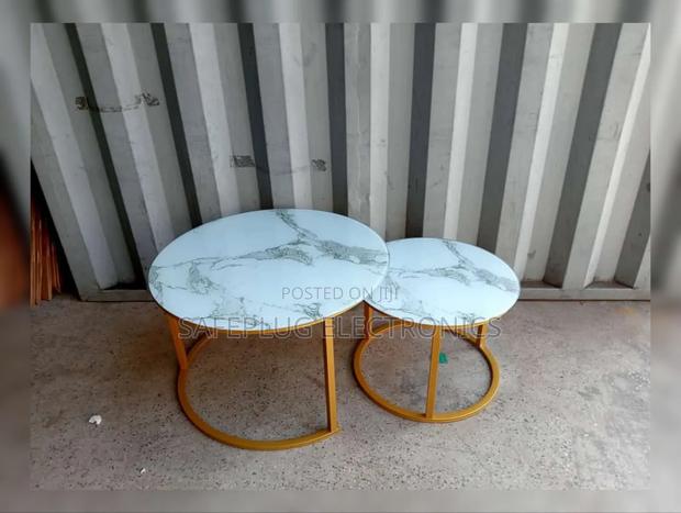 Beautiful White Marble Effect Nesting Coffee Table - main view