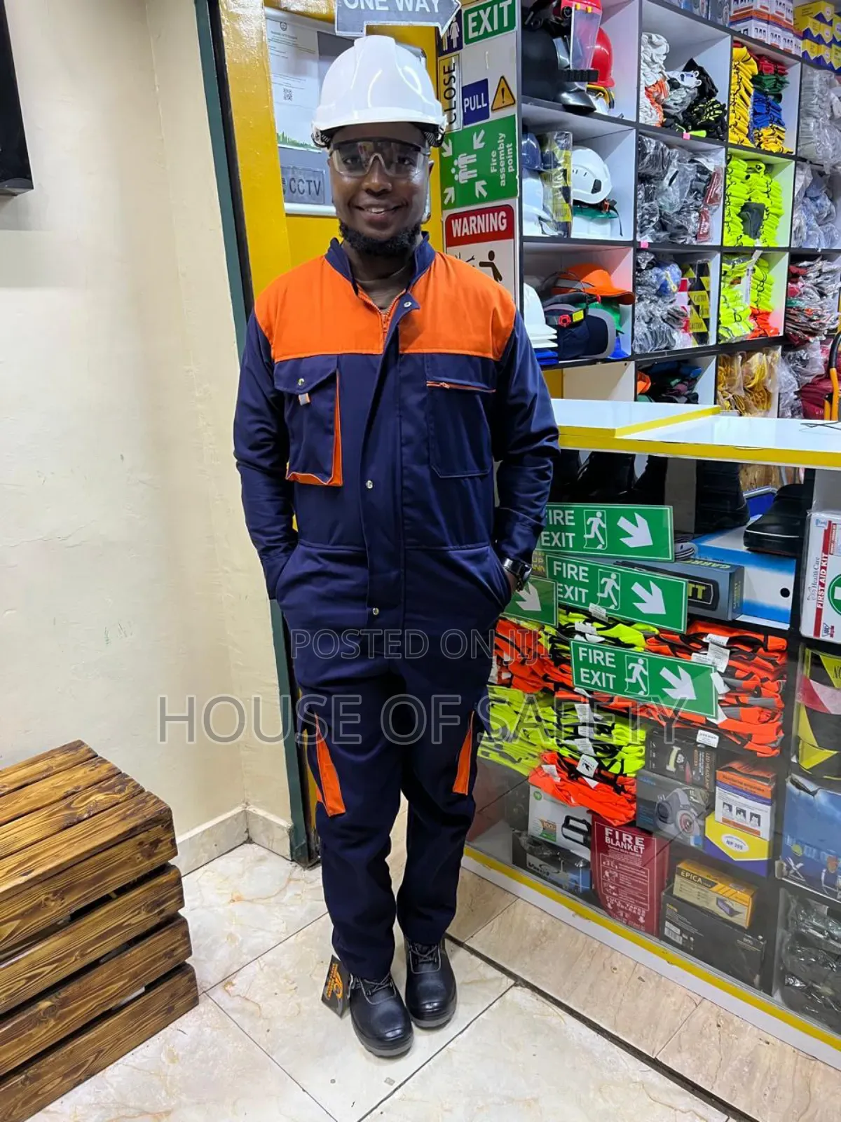 Orange Pockets Cotton Twill Safety Coveralls
