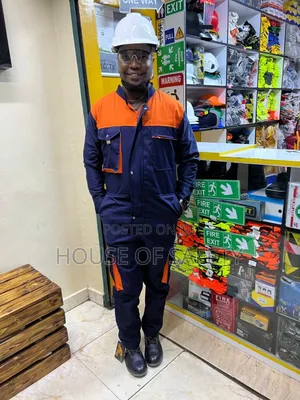 Orange Pockets Cotton Twill Safety Coveralls