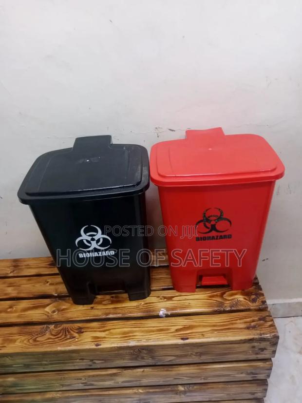 Black and Red Waste Bins - main view
