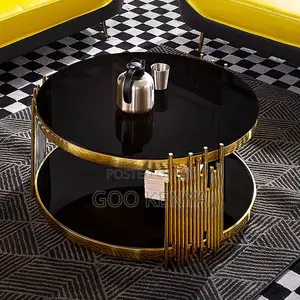 Home Table; Gold Frame Glass Center Table for Living Room