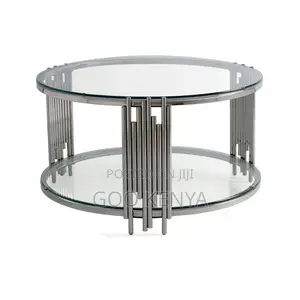 Home Table; Gold Frame Glass Center Table for Living Room