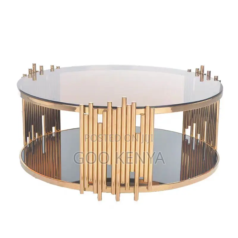 Home Table; Modern Metallic Gold Frame Glass Coffee Table