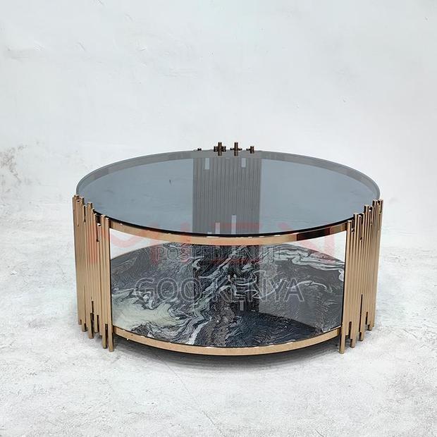 Home Table; Modern Metallic Gold Frame Glass Coffee Table - thumbnail 3