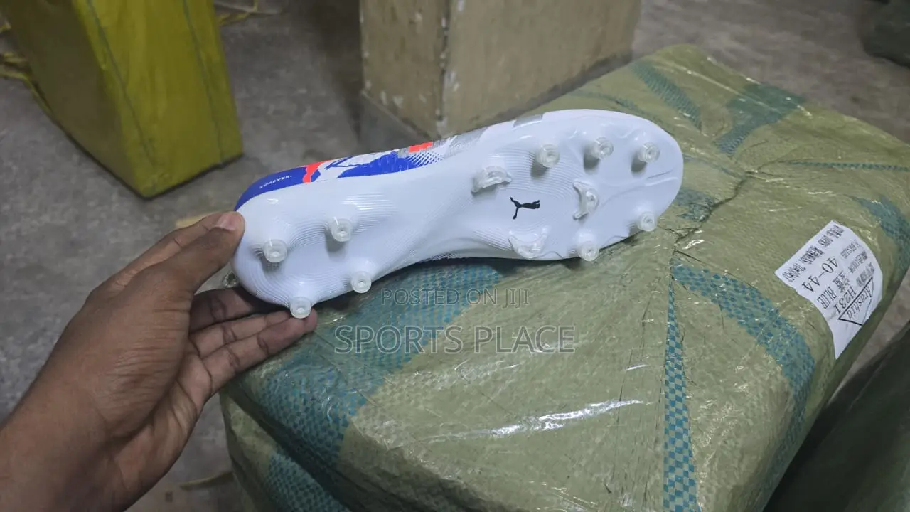 White and Blue Puma Budget Football Soccer Boots