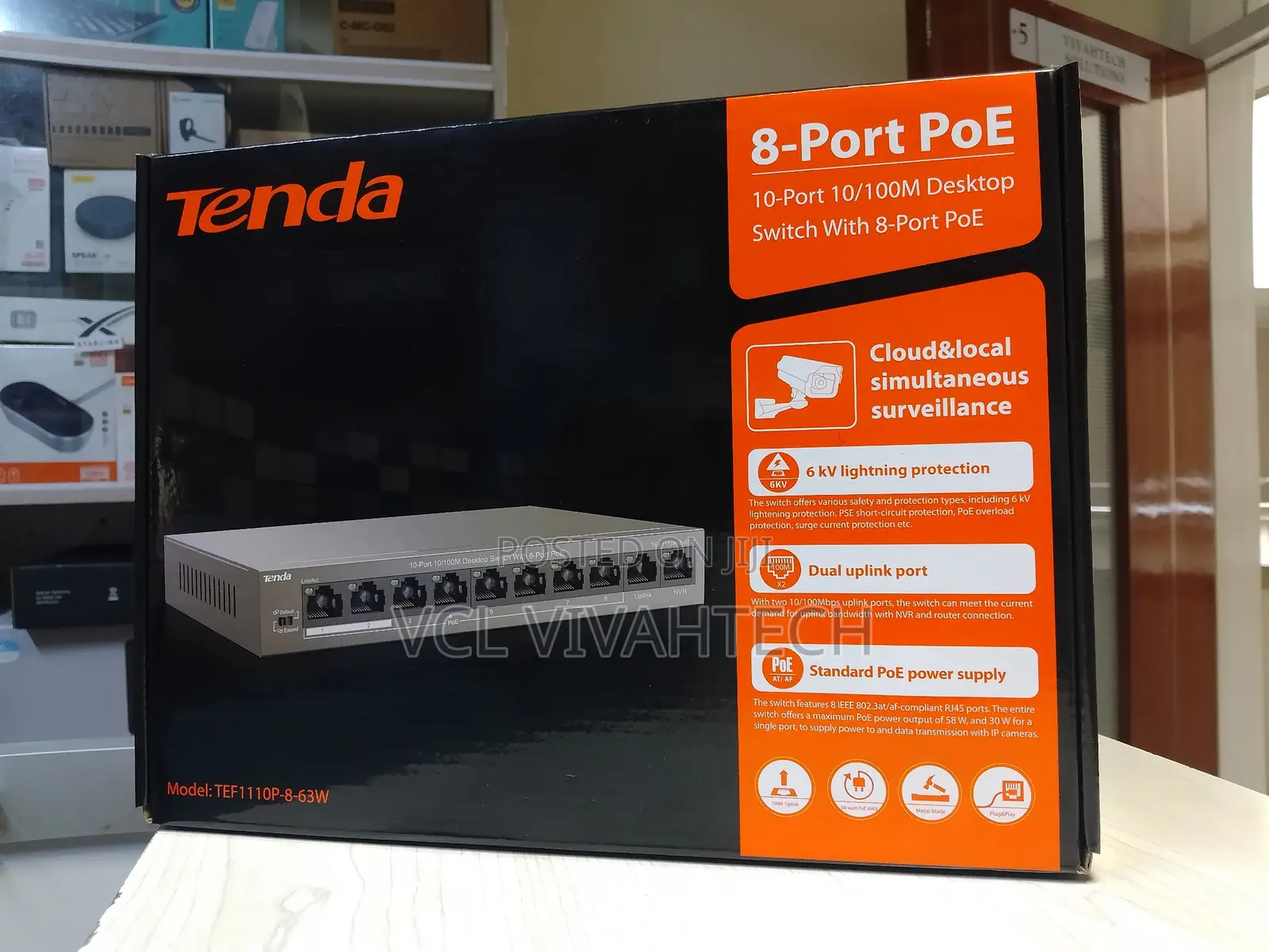 Tenda Tef1110p-8-63w 10-Port 10/100m Desktop Switch