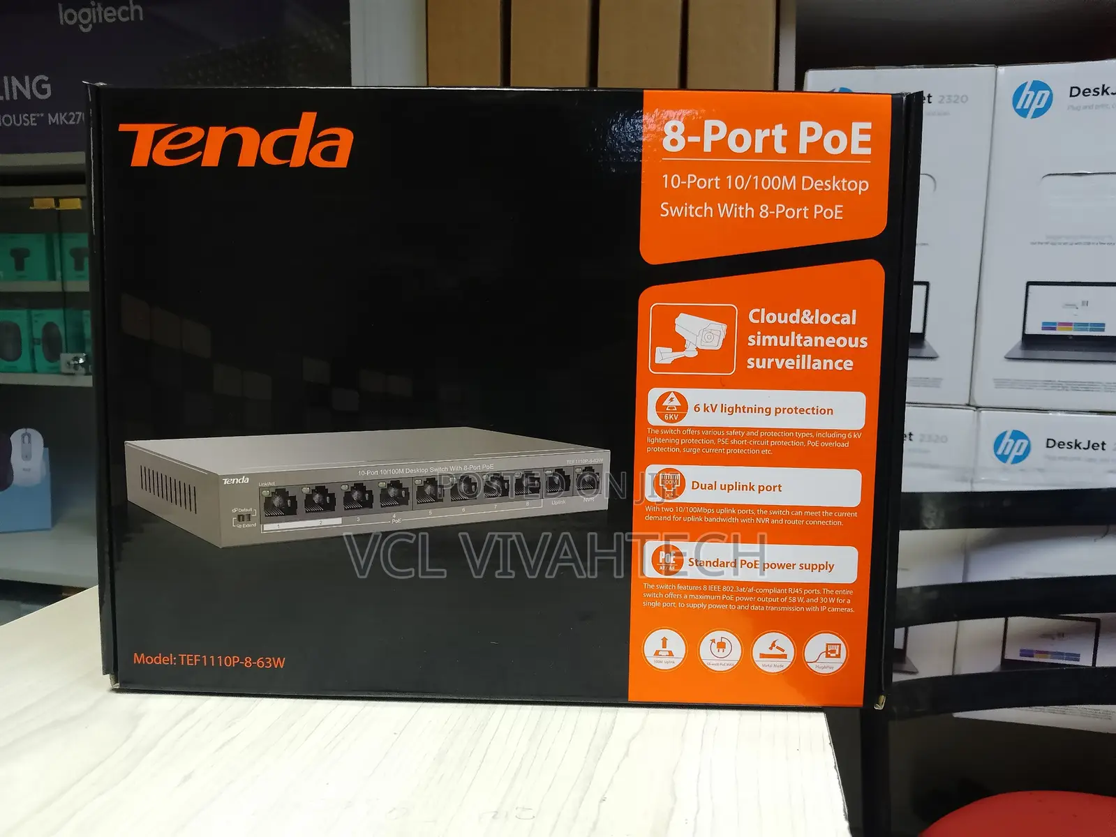Tenda 10 Port 10/100 MBPS Poe Switch With 8 Poe +2 Uplink Port
