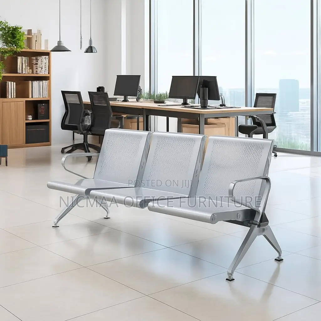 Modern 3-Seater Metal Waiting Bench