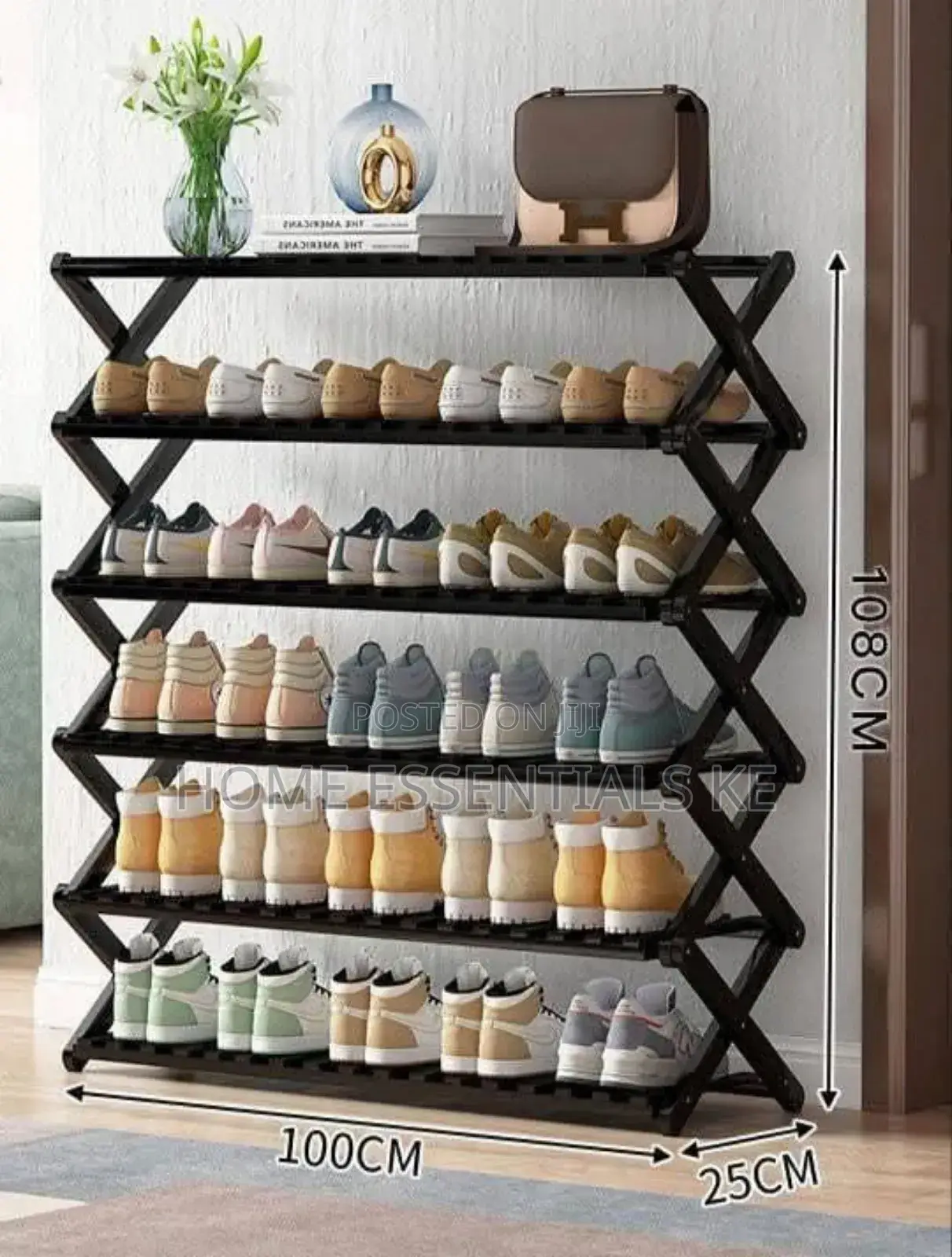 Collapsible 6layer Foldable Shoe Rack -Bamboo
