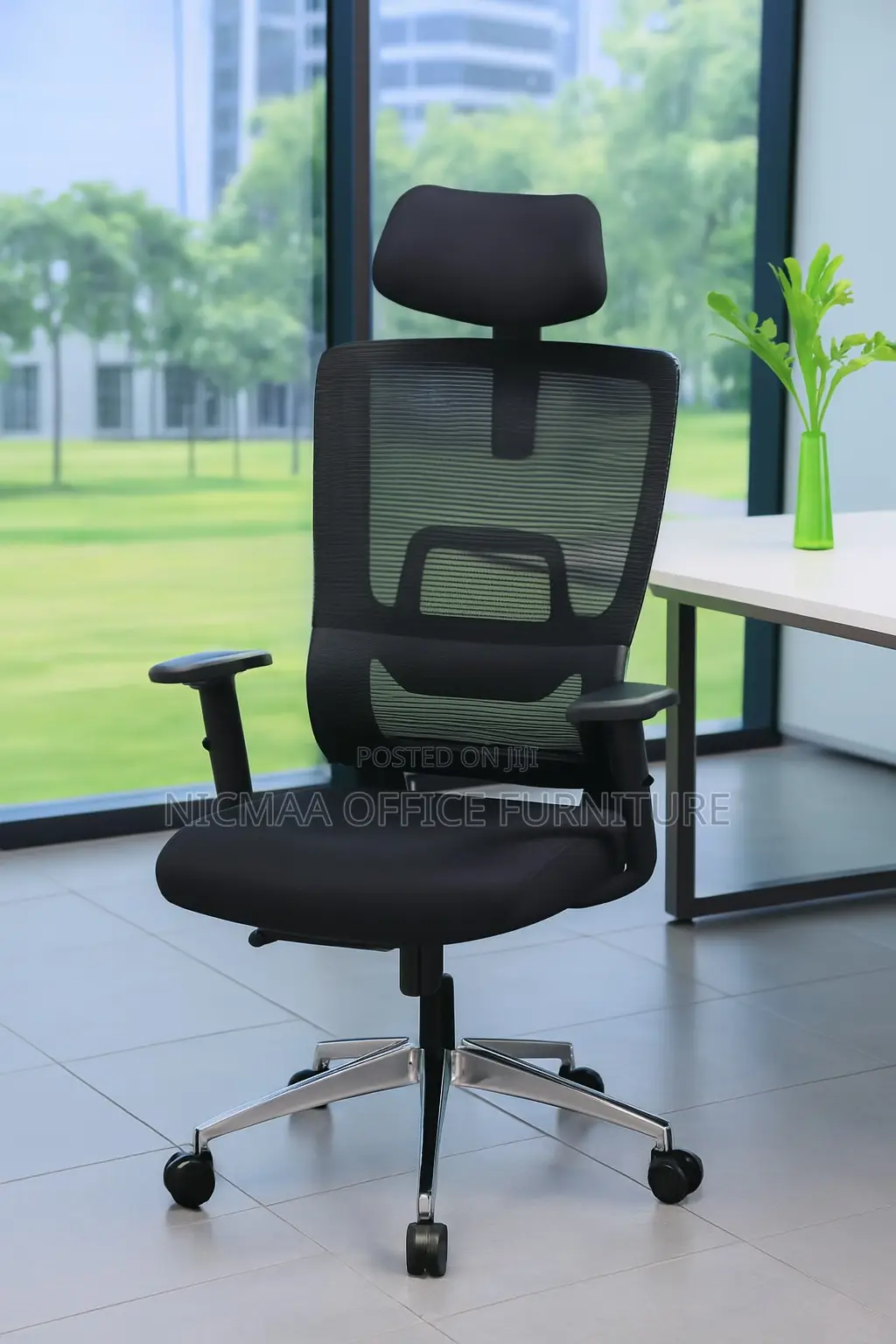Ergonomic Mesh Office Chair With Adjustable Headrest Back Support