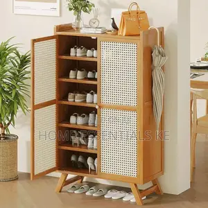 Wooden Bamboo Shoe Rack and Storage Cabinet