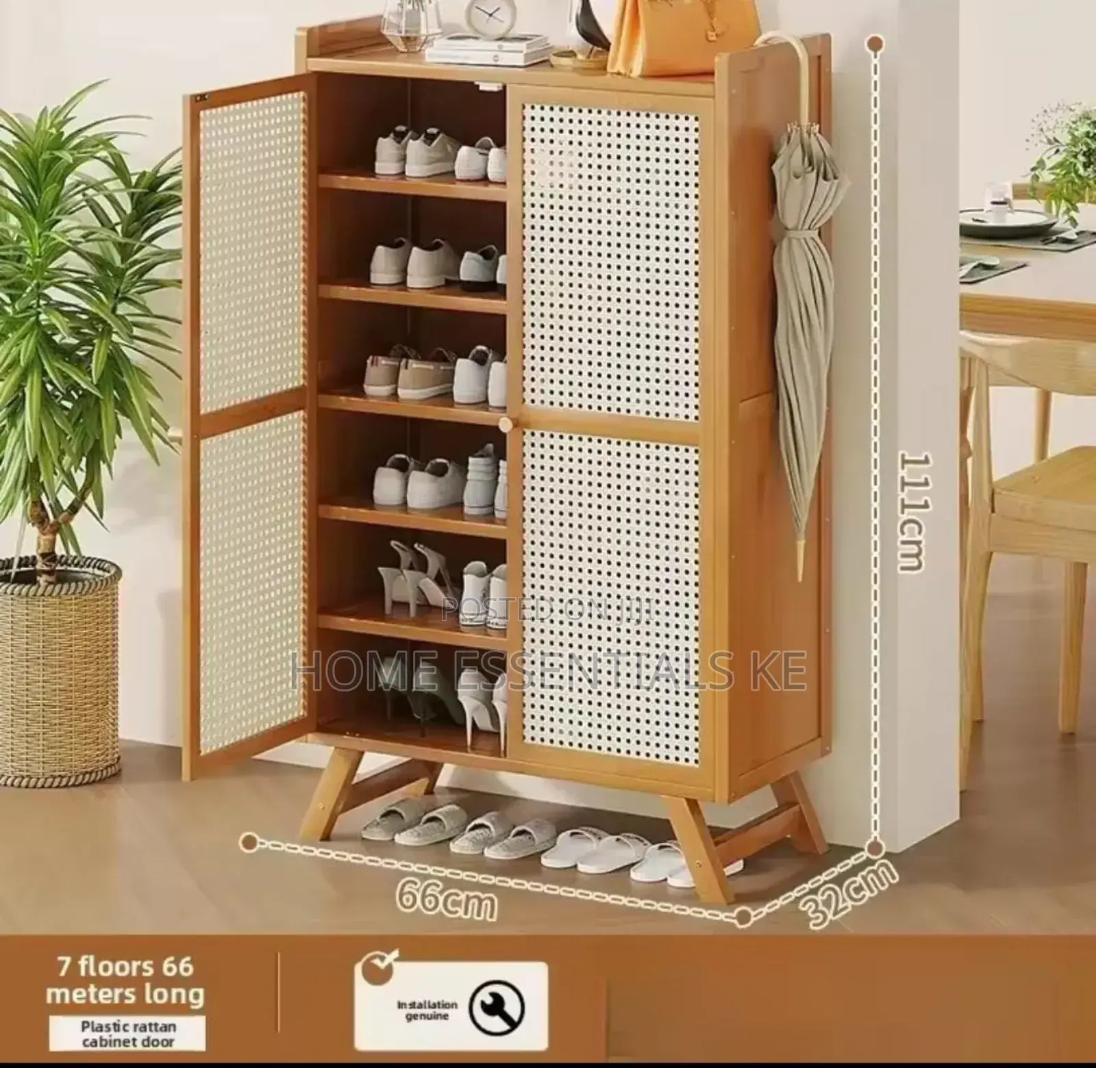 Wooden Bamboo Shoe Rack and Storage Cabinet