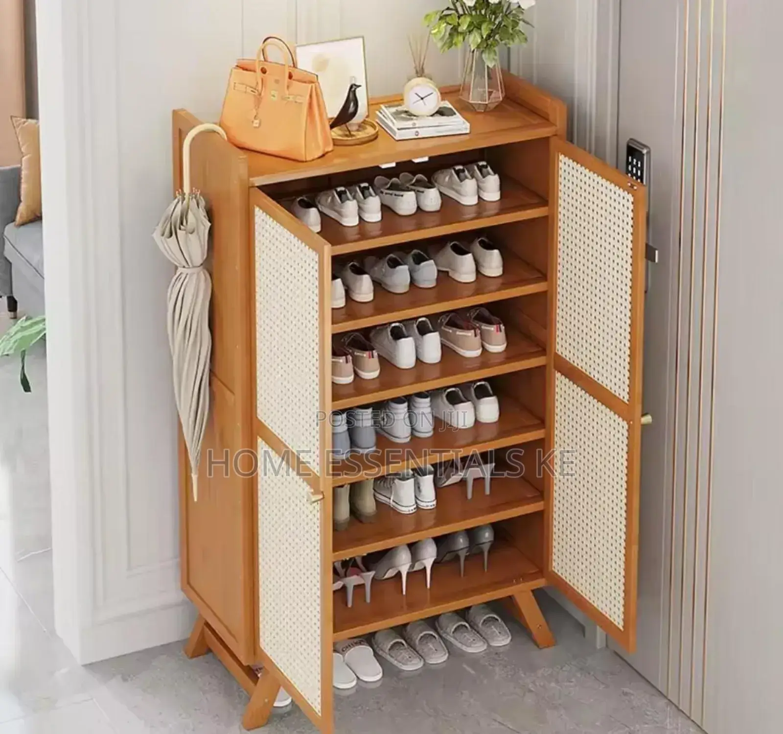 Wooden Bamboo Shoe Rack and Storage Cabinet