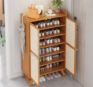 Wooden Bamboo Shoe Rack and Storage Cabinet