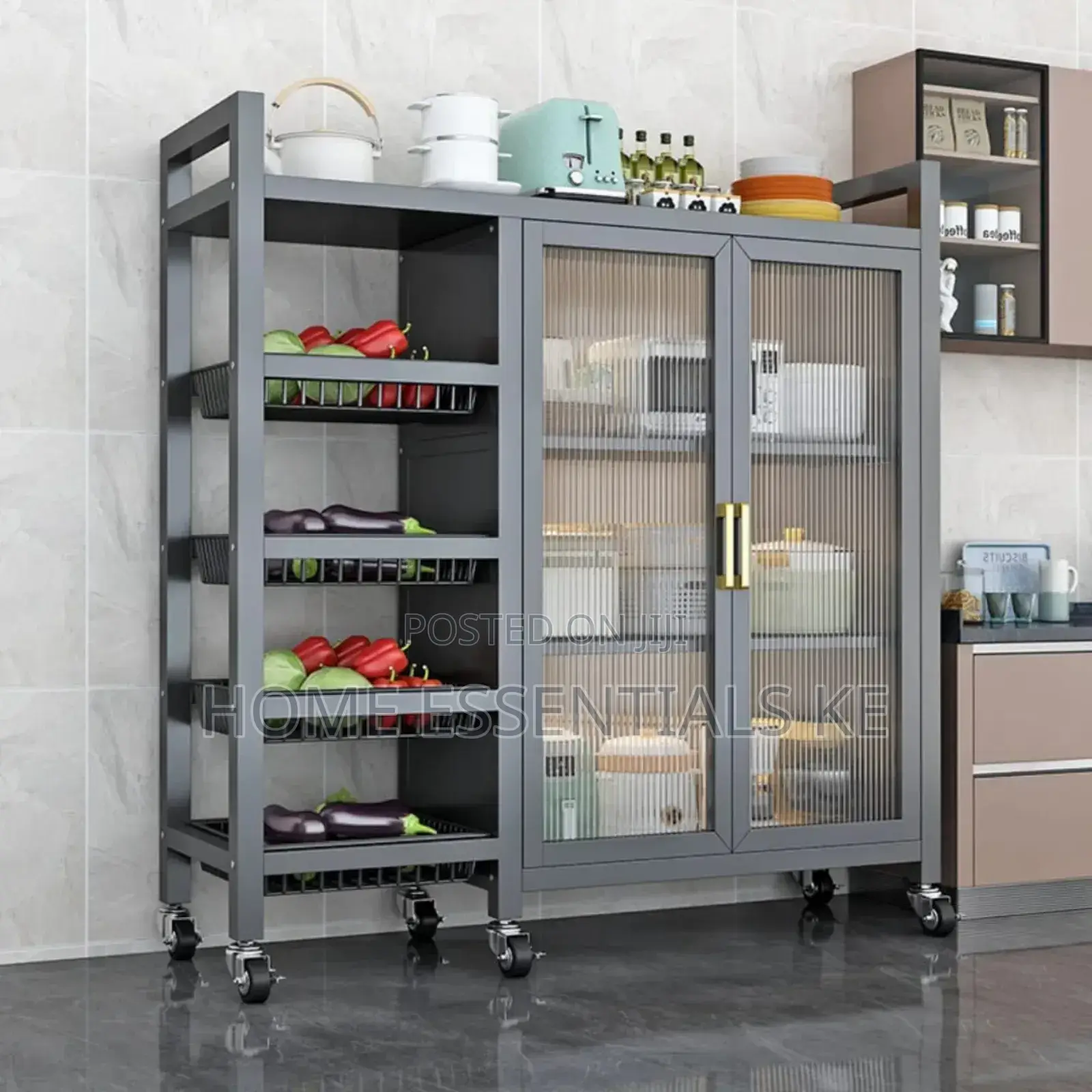 New Multifunctional Kitchen Storage Rack With Metal Handles