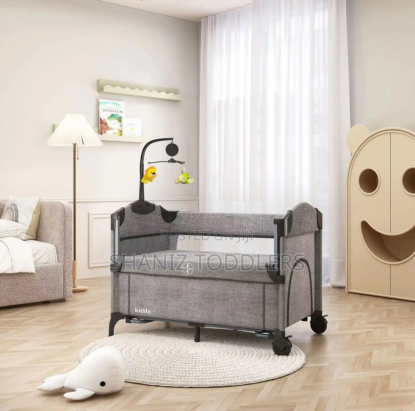 Foldable Baby Playpen Bed With Wheels Mosquito Net – Travel Cot
