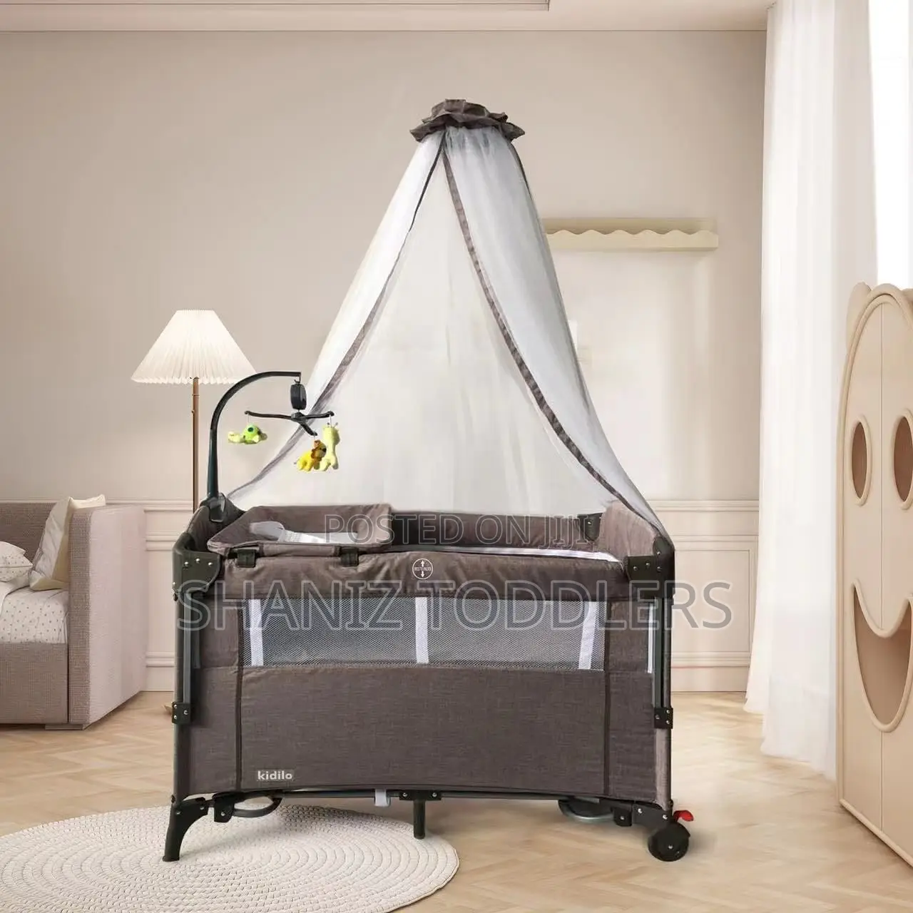 Foldable Baby Playpen Bed With Wheels Mosquito Net – Travel Cot