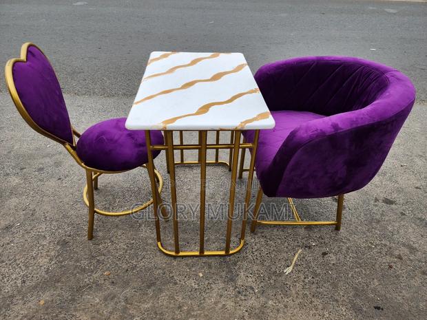 Purple Manicure Chairs And Table