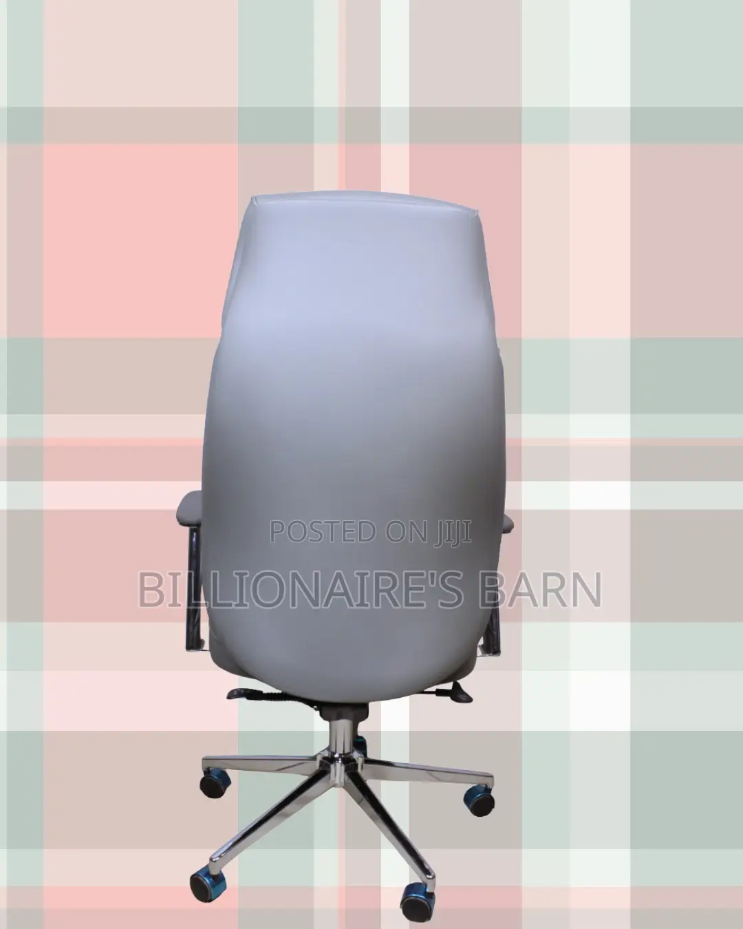 Quiet-Roll Grey Executive Leather Office Chair — Strong Stable Base